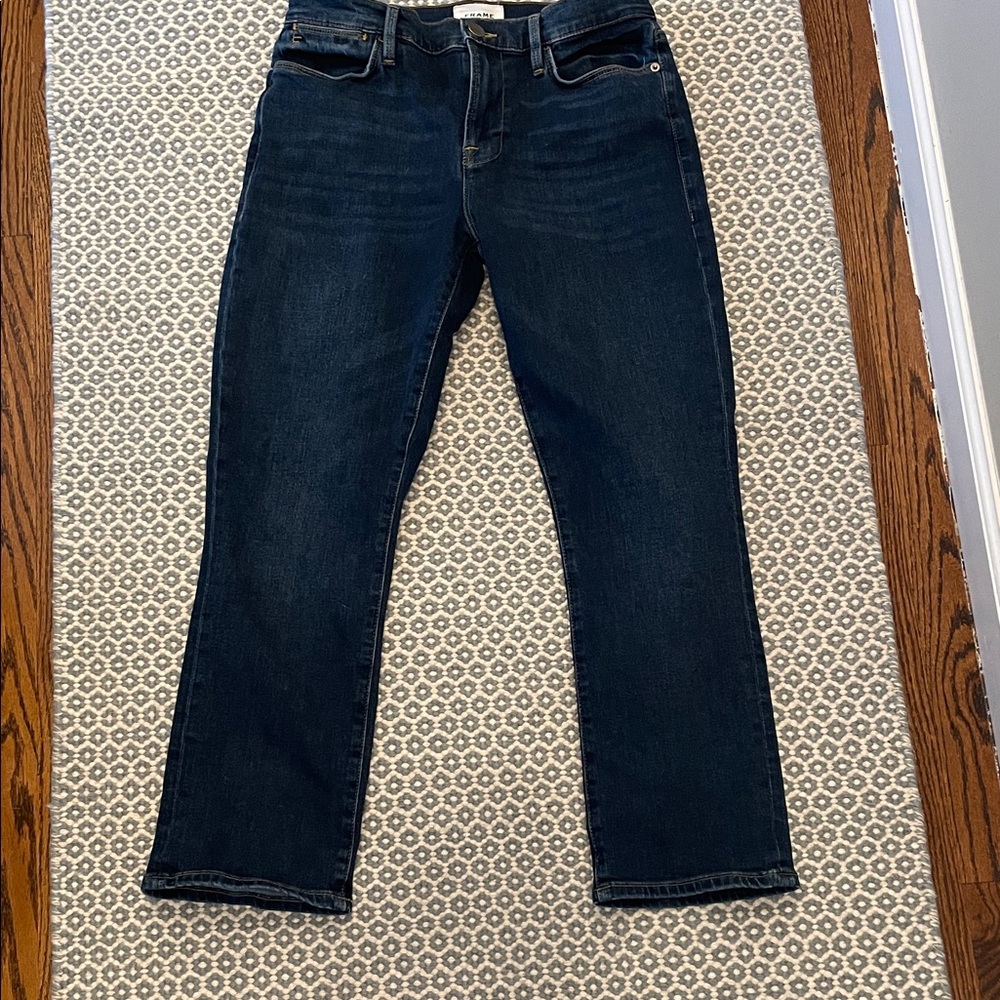 Frame Denim Indigo Straight Leg Jeans